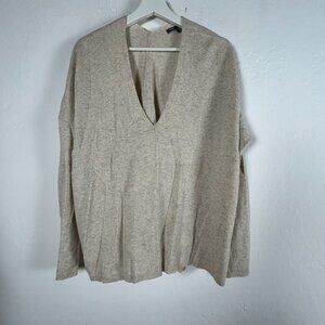 Vince Womens Wool Cashmere V-Neck Sweater Size Small Beige Pullover Soft Cozy